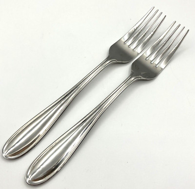 2 Hampton Silversmiths ERIN Dinner Forks 8  Stainless Flatware Silverware