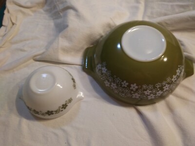 Vintage Pyrex Spring Blossom Crazy Daisy Green 441 444 Bowls | eBay