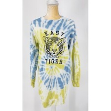 Forever 21 Women's Dress Sz S French Terry Tie Dye Knee Length Blue Green White