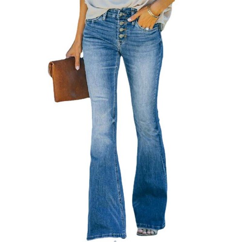 Women 90s Vintage Button Fly High Waist 