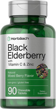 Black Elderberry, Vitamin C and Zinc Chewable Tablets  90 Count  by Horbaach