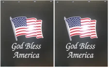2430GB God Bless America Mudflap - Poly-Rubber - Printed - Black 24" x 30" PAIR