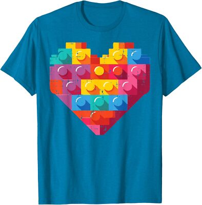 Valentines Day Blocks Heart Bricks Design Unisex T-Shirt