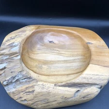Teak Root Wood Bowl Live Edge Hand Crafted Oiled