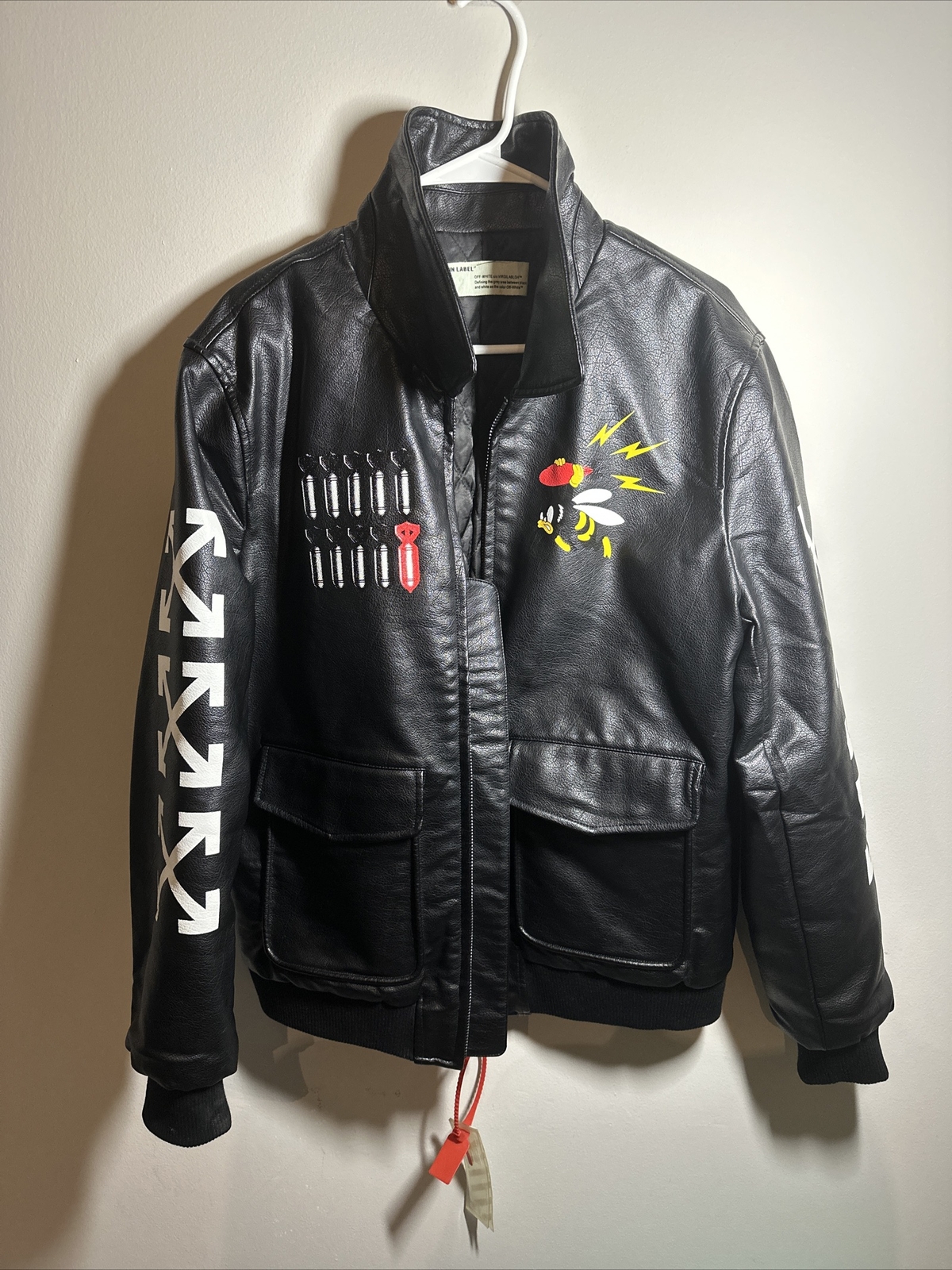 Off White Black Leather Jacket - image 1