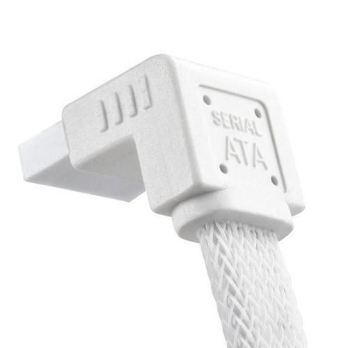 Silverstone CP08W 180 to 90 Deg 500mm 6Gb/s SATA III White Sleeved Cable - Picture 2 of 3