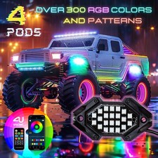 RGB Rock Lights 4 Pods 22 LED APP  Remote Underglow - ATV UTV SXS Jeep Offroad