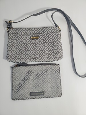Tommy Hilfiger Cross Body Purse Bag & Pouch Twice As Nice Gray