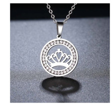 NEW SILVER PLATED PRINCESS CROWN NECKLACE JEWELRY WALT DISNEY WORLD QUEEN USA