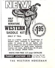 Tandy Leather Half Pint Miniature Western Saddle Kit 3" x 3.5" Vtg Mag Print Ad