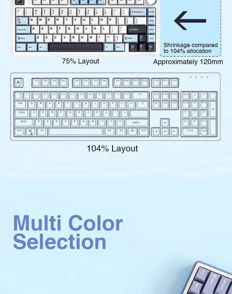Mechanical Keyboard 2.4G Wireless/Bluetooth/Wired RGB PBT 75% Layout Pc Keyboard