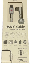 3 Pack Grey USB C to C 4ft braided charge and sync cable. 90 degrees