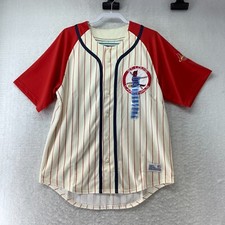 Dynasty Men's White Striped St. Louis Cardinals MLB Button Down Jersey Size L