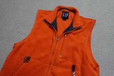 Vintage Gap Fleece Vest Mens Medium Orange Full Zip Hiking Outdoors Soft Y2K