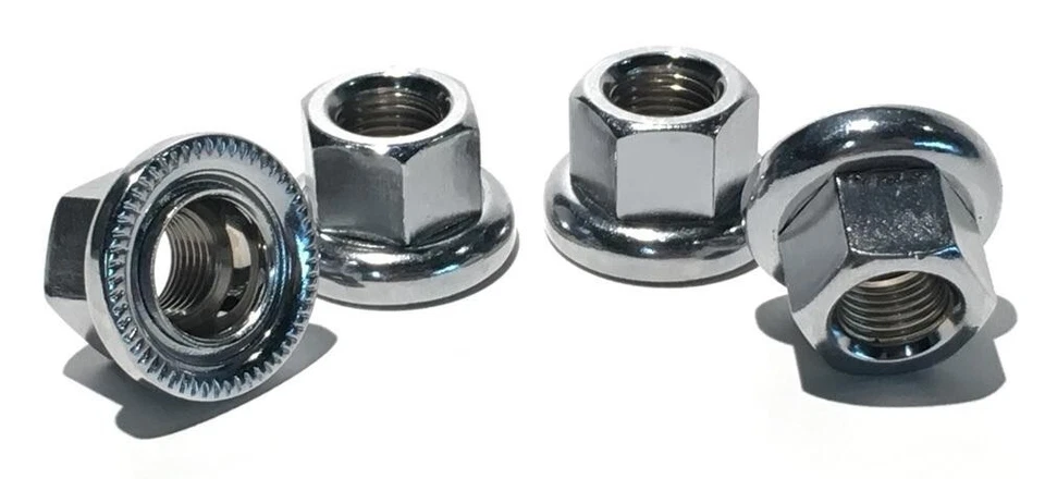 MCS SPINNER 3/8" (10mm) HUB AXLE NUTS CHROME (Set of 4)