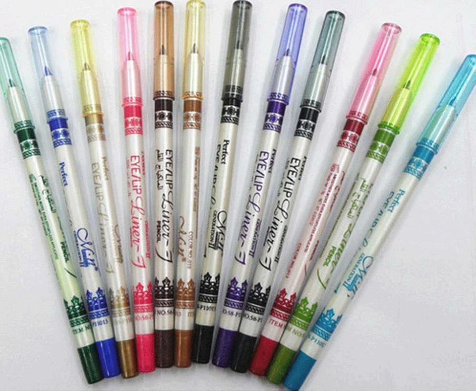 2X 12 Color Glitter Eyeshadow Lip EyeLiner Eye Shadow Pencil Shimmer Pen Makeup - Image 2 of 4