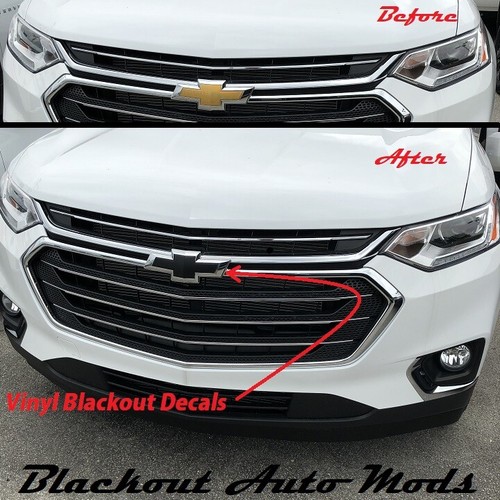 2018-23 Chevy Traverse Matte Black Emblem Blackout Kit Vinyl Overlay Decal Set - Picture 4 of 4