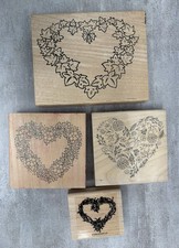 Hearts - Wood Rubber Stamp Lot Of 4 - Love Romance Valentine s - All Hearts