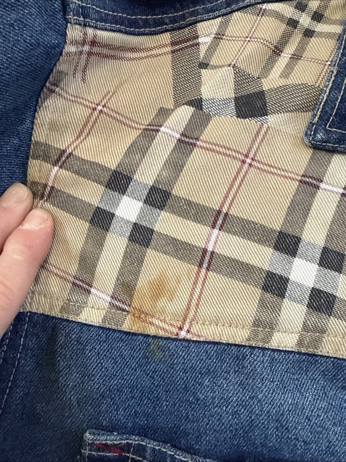 Raw Blue patchwork denim jacket with plaid accent… - image 12