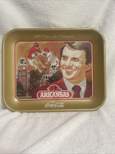 Vintage Arkansas Razorbacks football Cotton Bowl 1976 Coca Cola Coke Metal Tray