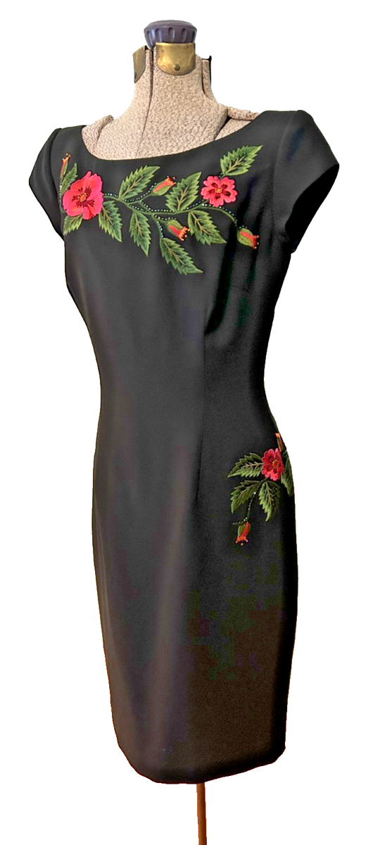 Ladies Maggy London Black Dress with Floral Embroidery and Beaded Detail Sz 6 | eBay Ladies Maggy London Black Dress with Floral Embroidery and Beaded Detail Sz 6 | eBay