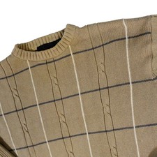 Bill Blass Vintage Y2K 90s Cable Knit Geometric Block Cotton Sweater Mens XL