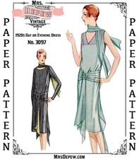Vintage Sewing Pattern Ladies' 1920s Day Evening Dress 3097 32-50" Bust