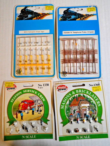 Figuras eléctricas modelo escala N #1368 y 1338 signos 42513 postes de teléfono 42506 | Zustand: New