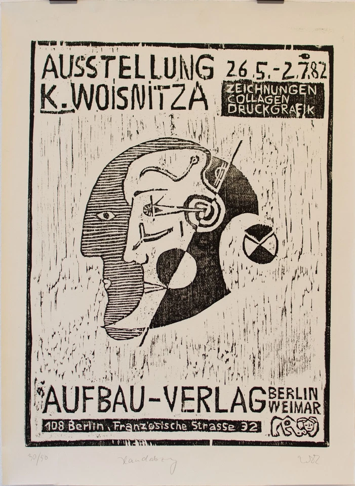 Karla Woisnitza Berlin Ausstellungsplakat sign Holzschnitt 1982 Handabzug 30/50 - Bild 4 von 4