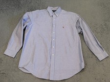 Vintage Polo Ralph Lauren Yarmouth Oxford Shirt Mens 16.5 Blue Plaid Flesh Pony