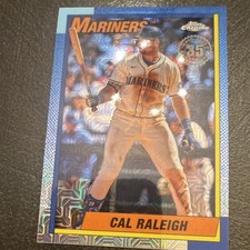 2025 Topps Series 2 Cal Raleigh #T90C138 1990 Chrome Silver Pack Insert Mariners
