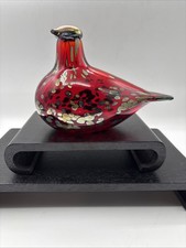 Iittala Oiva Toikka Finland Hand Blown Speckled Bird cranberry ruby red BEAK!!