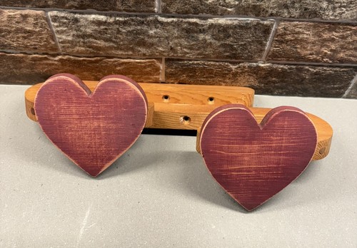 Solid Wood Curtain Tiebacks Heart Shape lot 2 country farmhouse heart cutout