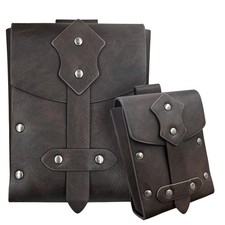 HiiFeuer 2 Pieces Medieval Faux Leather Studded Belt Pouch, Retro Renaissance...