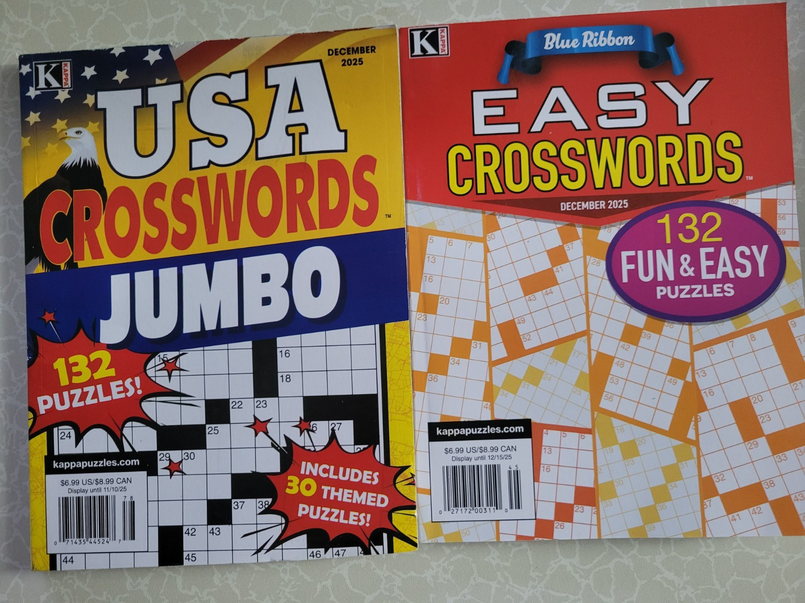 Kappa Variety Crossword Puzzle Books - Lot of 2 -Great Stocking Stuffer- Bargain
