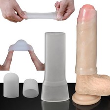 2 PCS Penis Silicone Sleeve Extender Men Vacuum Pump Enhancer Stretcher Cylinder