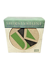 Thirstystone Stone Coaster Set – 4 Cork Back Sand-Green-Black – NIB– Made in USA