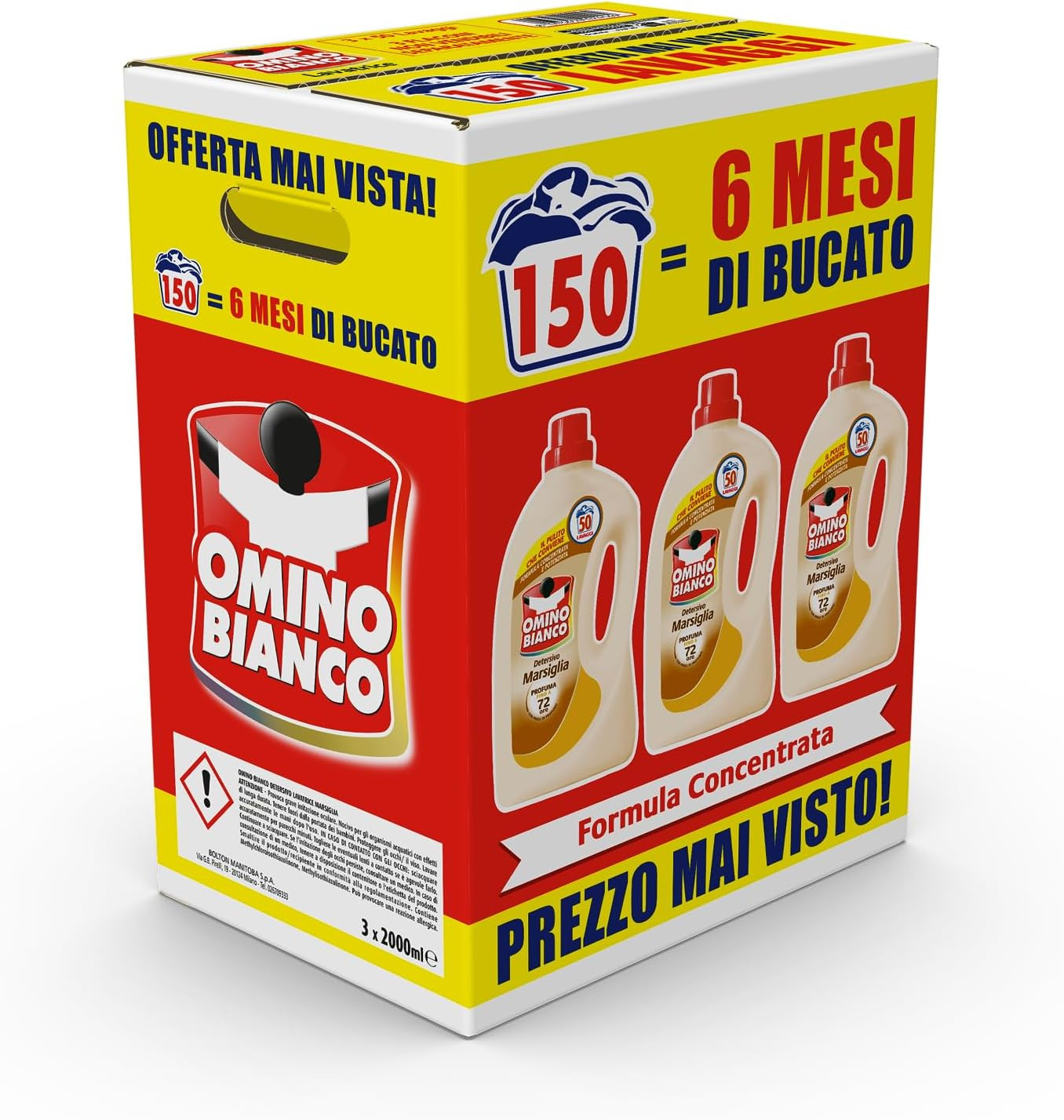 - Detersivo Lavatrice Liquido, 150 Lavaggi, Rispetta Colori E Tessuti, Fresco Pr