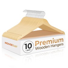 Premium Wooden Hangers 10 Pack - Heavy Duty Durable Coat Hanger