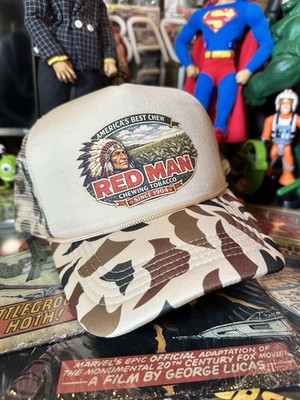 Red Man Chewing Tobacco Mesh Camo Trucker Hat SnapBack New