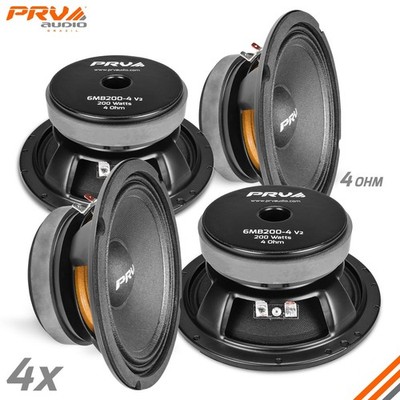 4x PRV Audio 6MB200-4 Midbass Car Audio 6.5'' Speakers 4 Ohm 6MB PRO 800 Watts