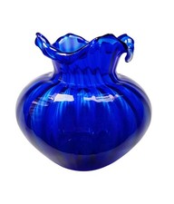 *HH* Vaso Vintage Vetro Soffiato Murano Blu Cobaldo Zecchin Venini Dartington 