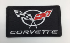 Corvette Double Racing Flag Embroidered Patch Iron-On 3 Inches
