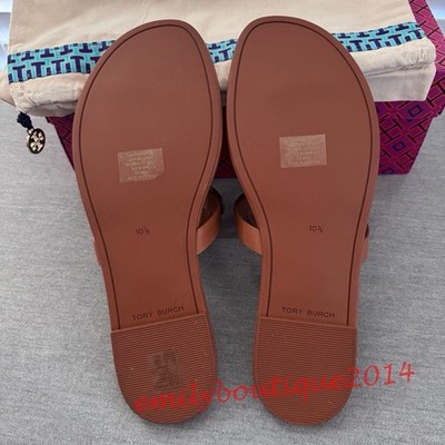 NIB Tory Burch Miller Size 10.5 Miele Calf Leather Sandals Brown