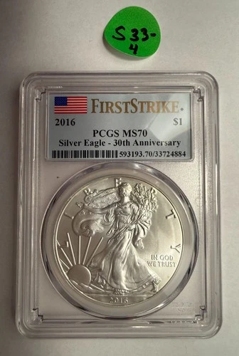 2016 Silver Eagle PCGS MS70 - First Strike Label "30th Anniversary"