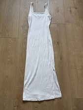 River Island Cream Body Con Tank Top Dress Summer Ivory Jersey Stretch Midi 8