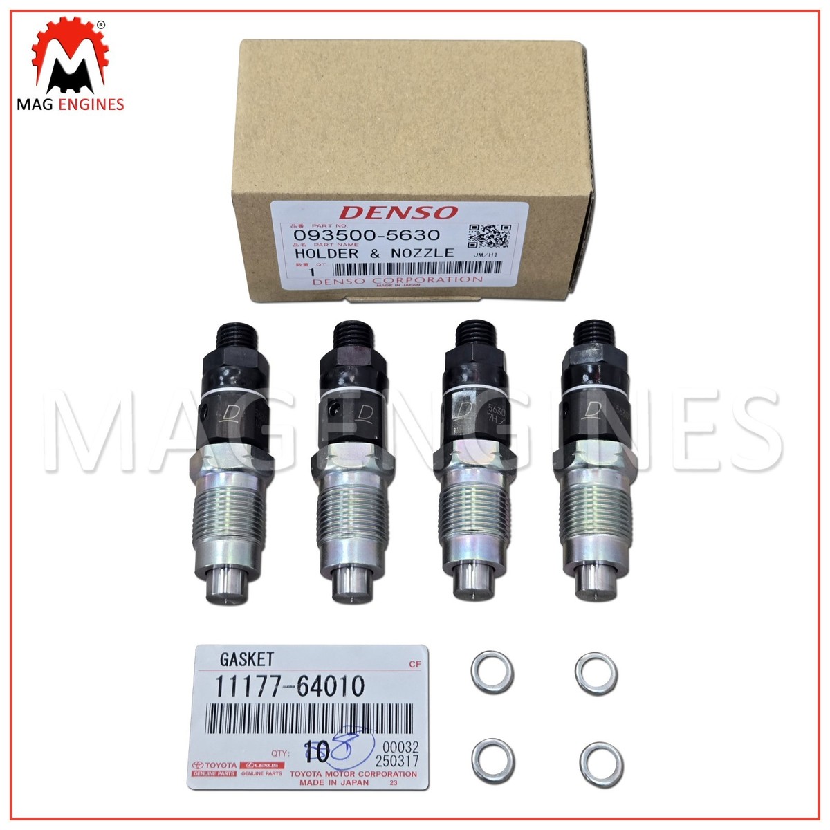093500-5630 / 23600-69105 x4 DENSO GENUINE HOLDER & NOZZLE SET 1KZ