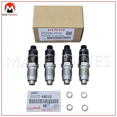 093500-5630 / 23600-69105 x4 DENSO GENUINE HOLDER & NOZZLE SET 1KZ