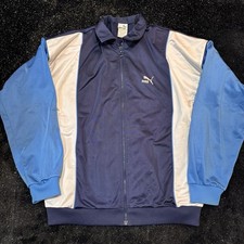 Vtg Puma Track Jacket Athletic Zip Up Navy Blue Men's Sz Large