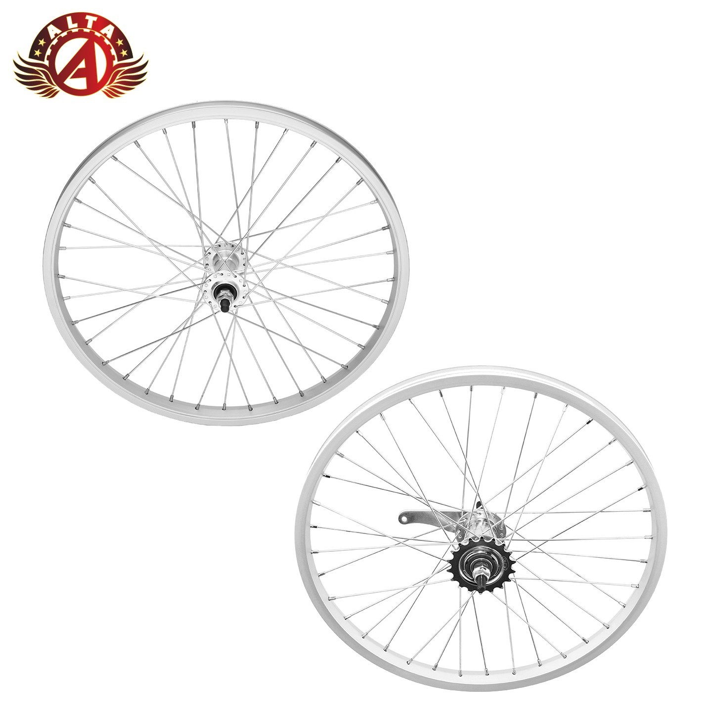 20&rdquo; Durable Alloy Front & Rear Coaster Bicycle Rims &ndash; 36 Spoke 14G BMX Wheel Set